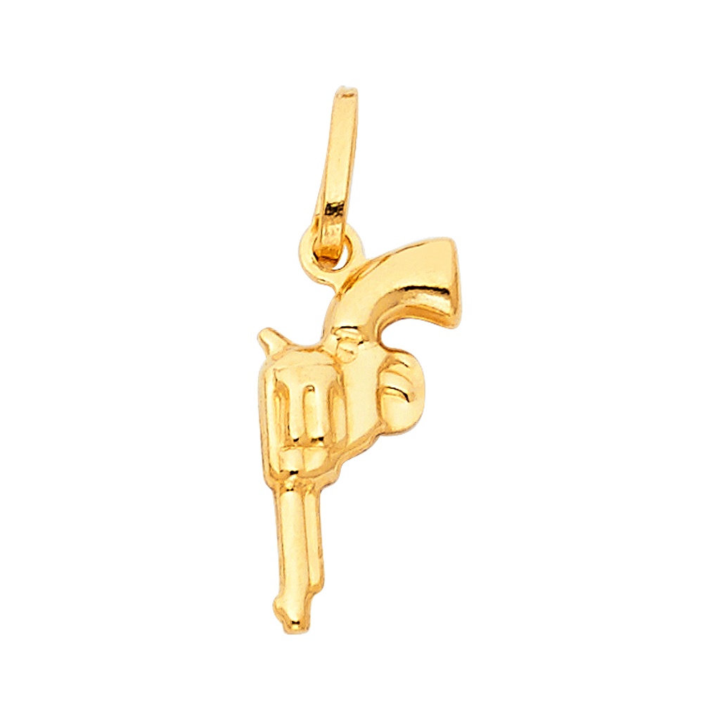 14k Yellow Gold Revolver Hand Gun Pendant